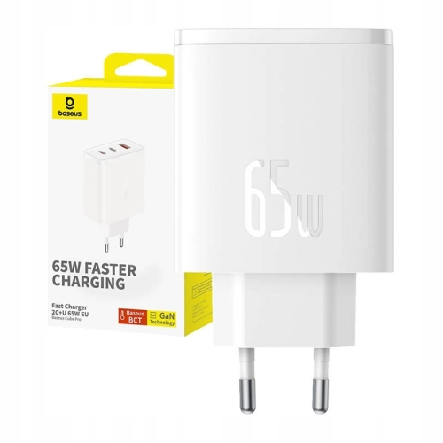ŁADOWARKA SIECIOWA BASEUS 65W CUBE PRO FAST CHARGER 2C+U BIAŁA