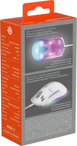 MYSZKA PRZEWODOWA STEELSERIES RIVAL 3 GEN 2 BIAŁA