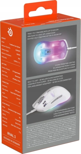 MYSZKA PRZEWODOWA STEELSERIES RIVAL 3 GEN 2 BIAŁA