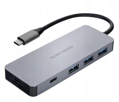 ADAPTER SILVER MONKEY HUB USB-C 6IN1 3X USB PD100W 1X USB-C [SMA211]