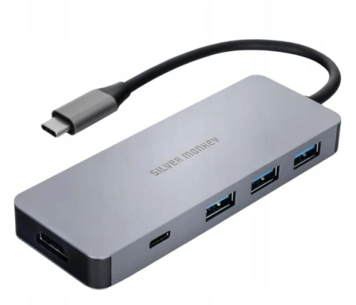 ADAPTER SILVER MONKEY HUB USB-C 6IN1 3X USB PD100W 1X USB-C [SMA211]