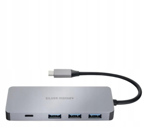 ADAPTER SILVER MONKEY HUB USB-C 6IN1 3X USB PD100W 1X USB-C [SMA211]