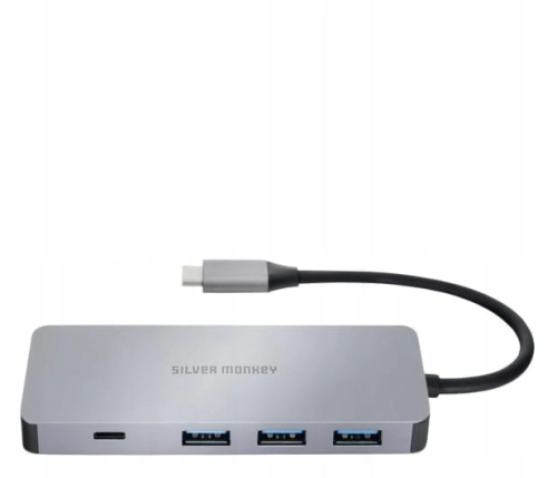 ADAPTER SILVER MONKEY HUB USB-C 6IN1 3X USB PD100W 1X USB-C [SMA211]