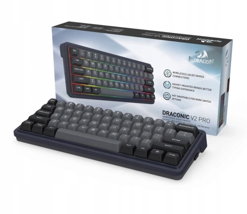 KLAWIATURA BEZPRZEWODOWA REDRAGON DRACONIC V2 PRO CZARNA