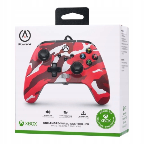 PAD KONTROLER POWERA PRZEWODOWY ENHANCED RED CAMO XO XSX PC CZERWONY