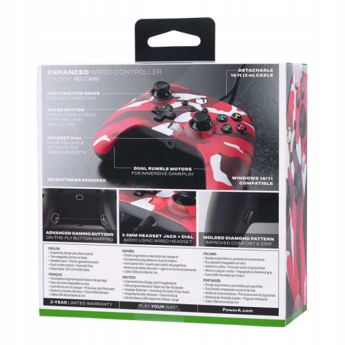 PAD KONTROLER POWERA PRZEWODOWY ENHANCED RED CAMO XO XSX PC CZERWONY
