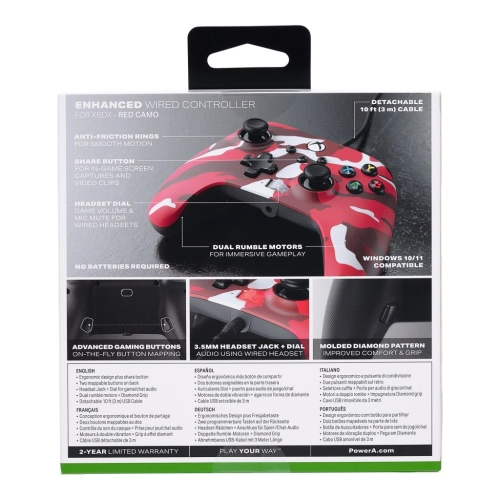 PAD KONTROLER POWERA PRZEWODOWY ENHANCED RED CAMO XO XSX PC CZERWONY
