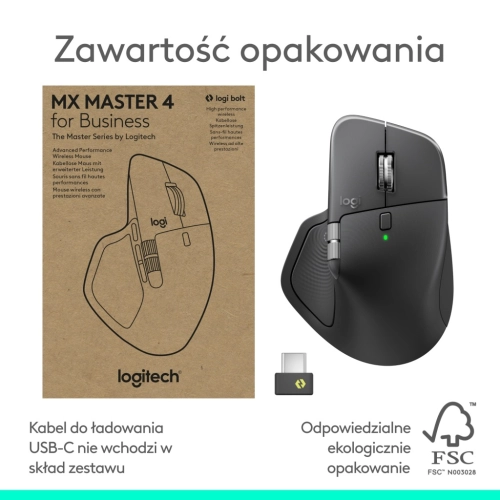 MYSZKA BEZPRZEWODOWA LOGITECH MX MASTER 4 FOR BUSINESS GRAFITOWA