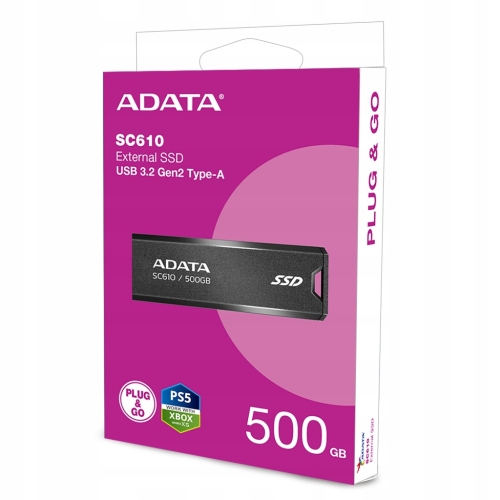 DYSK ZEWNĘTRZNY SSD ADATA SC610 500GB USB 3.2 CZARNY