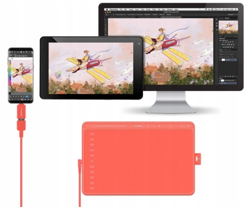 TABLET GRAFICZNY HUION HS611 CZERWONY