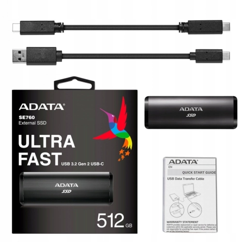 DYSK ZEWNĘTRZNY SSD ADATA SE760 512GB USB 3.2 GEN 2 TYPE-C