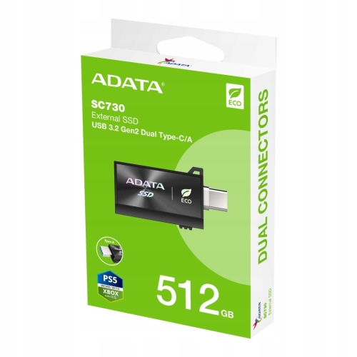 DYSK ZEWNĘTRZNY SSD ADATA SC730 512GB USB 3.2 GEN2 DUAL TYPE-C/A