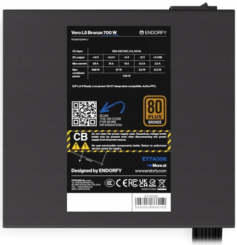 ZASILACZ KOMPUTEROWY ENDORFY VERO L5 700W 80 PLUS BRONZE