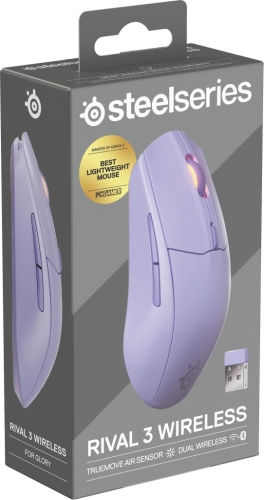 MYSZKA BEZPRZEWODOWA STEELSERIES RIVAL 3 WIRELESS GEN 2 FIOLETOWA