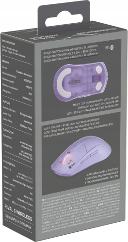 MYSZKA BEZPRZEWODOWA STEELSERIES RIVAL 3 WIRELESS GEN 2 FIOLETOWA