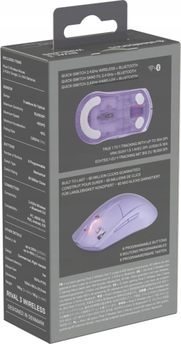 MYSZKA BEZPRZEWODOWA STEELSERIES RIVAL 3 WIRELESS GEN 2 FIOLETOWA
