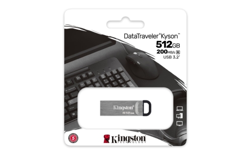 PENDRIVE KINGSTON DATATRAVELER KYSON 512GB USB 3.2 200MB/S SREBRNY